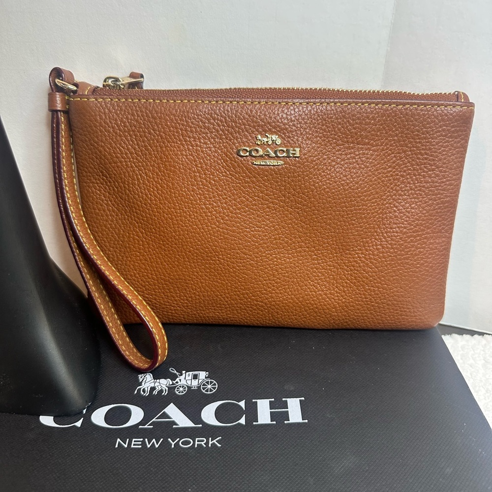 Coach Brown Leather Wristlet - Picture 2 of 2